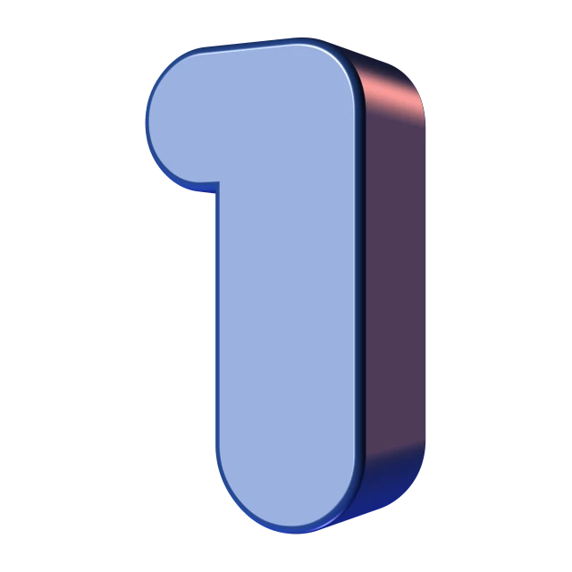 a blue letter t on a black background, a raytraced image, digital art, pink and blue colors, one object content, numerical, 1 figure only