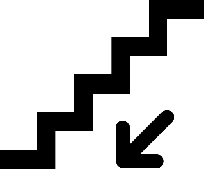 a black and white picture of a set of stairs, inspired by Juraj Julije Klović, reddit, figuration libre, flat icon, broken down, with two arrows, 2 0 5 6 x 2 0 5 6