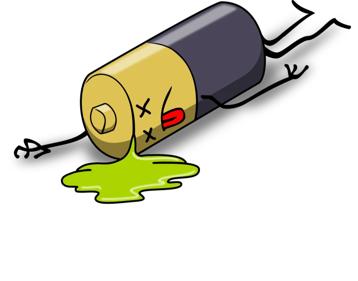 a battery with a green substance coming out of it, inspired by Michael Deforge, pixabay, graffiti, blood spray, murder scene, butter, cmyk