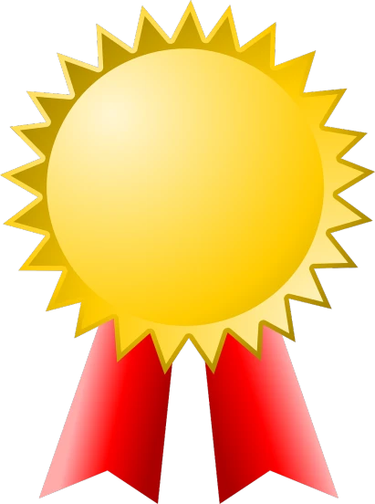 a gold medal with a red ribbon around it, pixabay contest winner, fine art, no gradients, very sunny, gooey, star