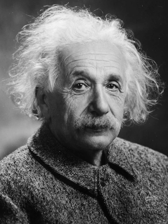 a black and white photo of a man with a mustache, a portrait, by Maurycy Gottlieb, pexels, portrait of albert einstein, messy wavy white hair, 2000s photo, looking smart