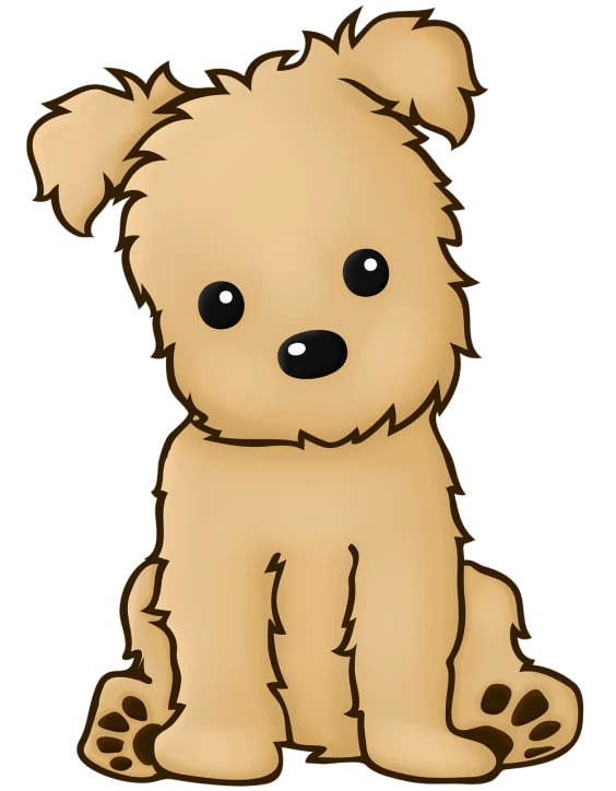 a close up of a small dog on a black background, a digital rendering, by Gusukuma Seihō, pixabay, cell shaded cartoon, a blond, logo without text, chibi