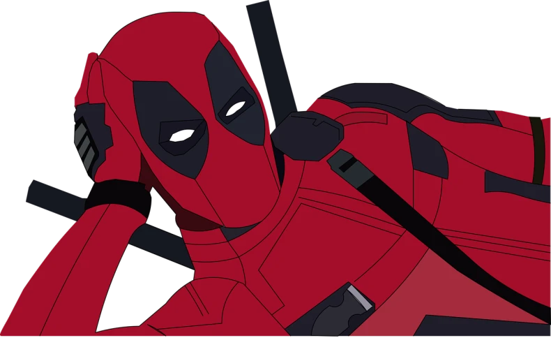 a deadpool character talking on a cell phone, vector art, pexels, hurufiyya, screenshot from the anime film, blank stare, high angle close up shot, production animation cel