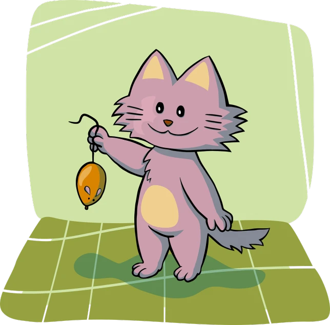 a cartoon cat holding a mouse in one hand and a mouse in the other, a digital rendering, furry art, peach and goma style, wikihow illustration, puppet on a string, full color illustration