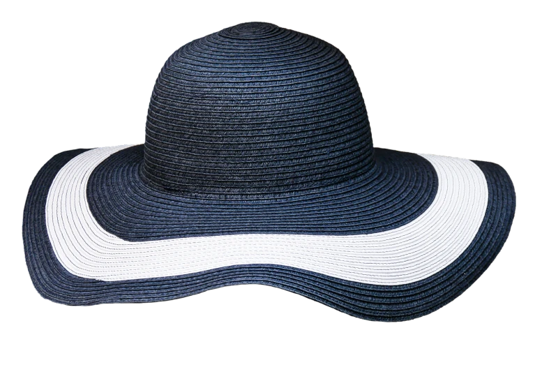 a close up of a hat on a black background, by Jan Rustem, pixabay, blue white colors, vacation photo, high resolution product photo, two - tone