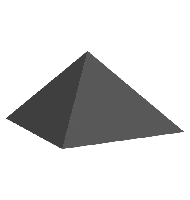 a black pyramid on a white background, an illustration of, polycount, optical illusion, everyday plain object, flat grey, width, clear photo