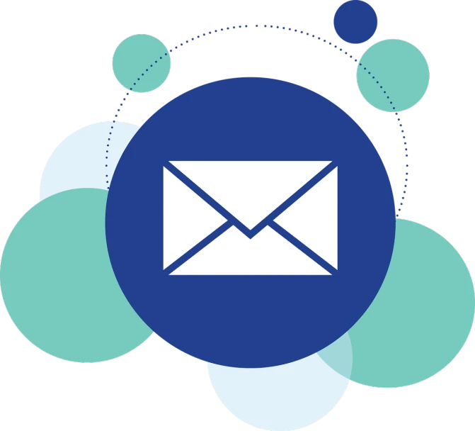 an email envelope surrounded by bubbles, by Matt Stewart, pixabay, mingei, on a flat color black background, a round minimalist behind, blue image, ello