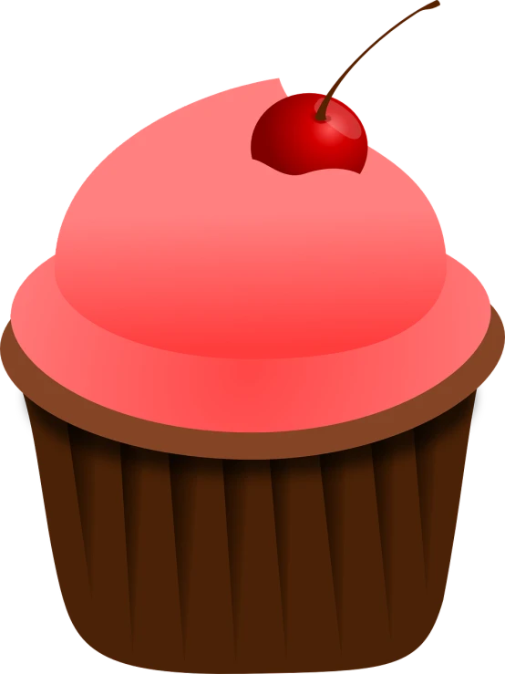 a cupcake with a cherry on top, pixabay, digital art, ice cream on the side, ( ( dark skin ) ), peach, red color theme