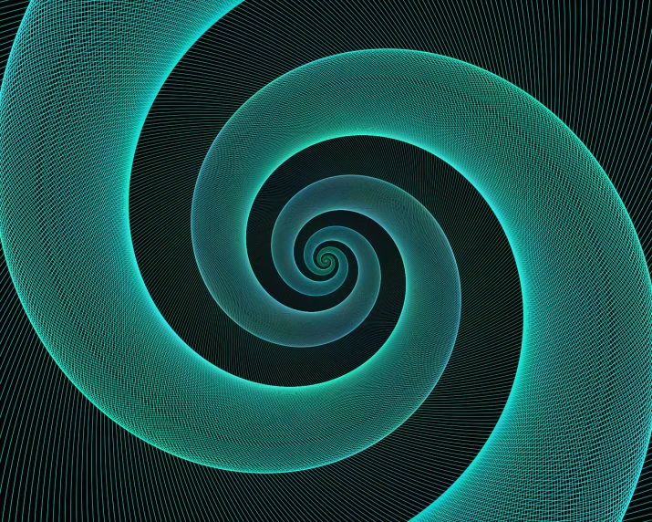 a green spiral on a black background, generative art, textured turquoise background, moire, golden ratio illustration, stock photo