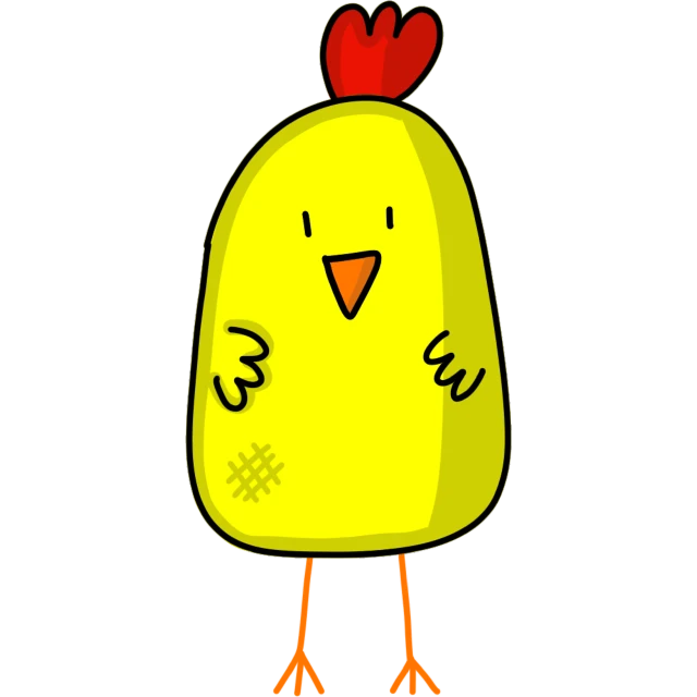 a yellow chicken with a red heart on its head, inspired by Chica Macnab, pixabay, mingei, nighttime!, soy fan de quino, lemon, meaty