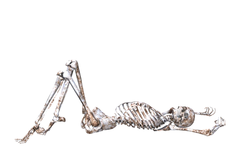 a skeleton laying on its back on a black surface, a digital rendering, massurrealism, otzi, aluminium, kneeling, really long