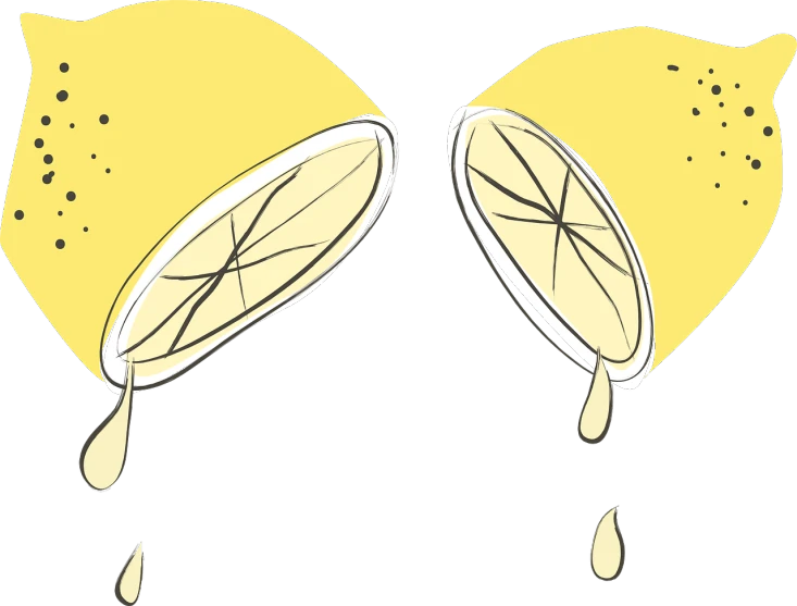 a couple of lemons sitting next to each other, concept art, by Loren Munk, pixabay, conceptual art, spilling juice, eyes wide opened, flat color, round-cropped