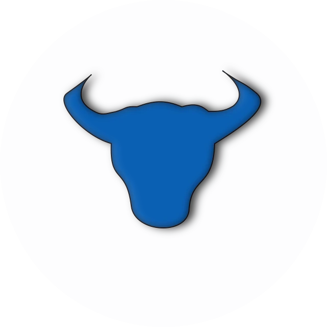 a bull's head in a blue circle, trending on pixabay, 2 d render, 2 d cg, icon pattern, cowboy themed