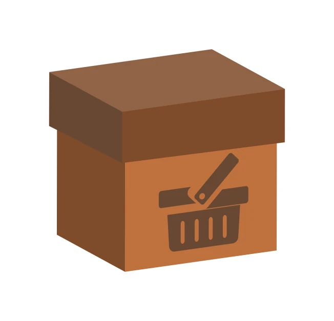 a brown box with a knife sticking out of it, a digital rendering, by Kinichiro Ishikawa, flat color, shopping groceries, legendary item, background(solid)