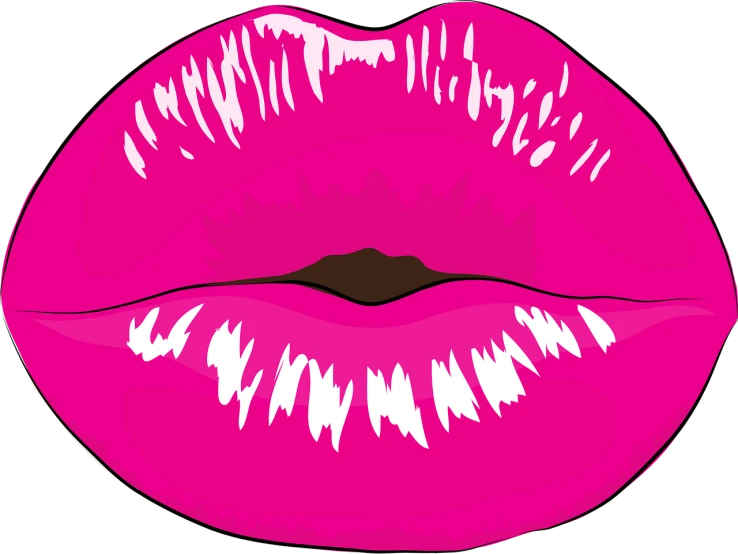 a close up of a pink lip on a black background, vector art, pixabay, pop art, french kiss, wide open wife mouth, a brightly colored, clip-art
