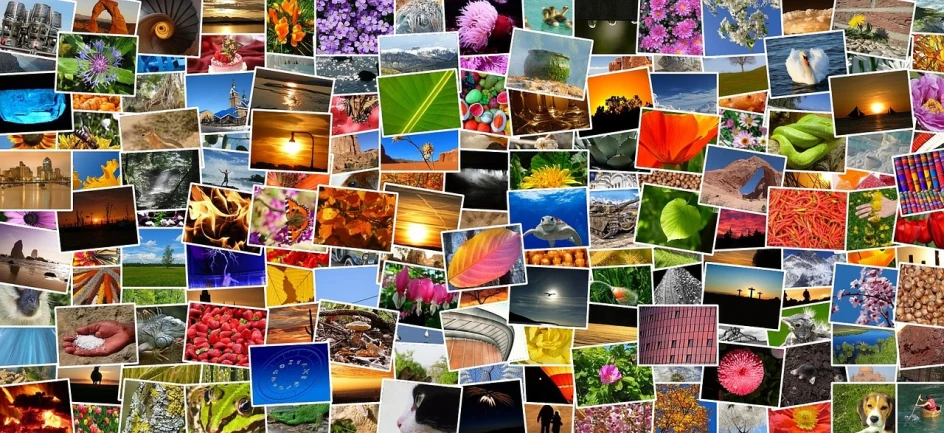 a bunch of pictures that are on a wall, a picture, by Jan Rustem, pixabay contest winner, visa pour l'image, computer wallpaper, 2 5 6 x 2 5 6, scenic colorful environment