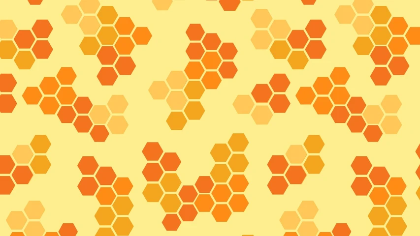 a pattern of hexagons on a yellow background, trending on pixabay, generative art, orange palette, harvest, bargello pattern, manuka