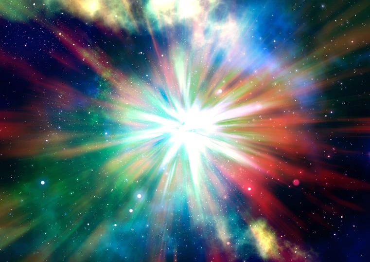 an image of a star burst in the sky, an illustration of, by Wayne England, shutterstock, light and space, colorful nebula background, portal in space, bright internal glow, space photo