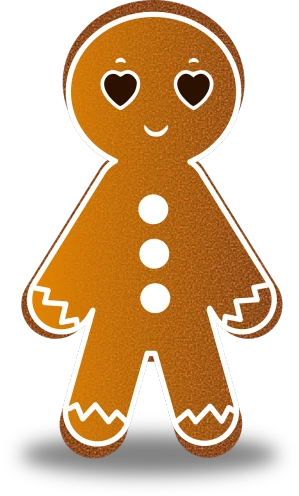 a close up of a ginger man on a black background, pexels, digital art, clip-art, gingerbread people, full body image, bun