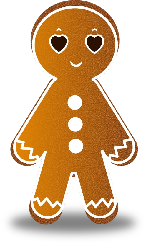 a close up of a ginger man on a black background, pexels, digital art, clip-art, gingerbread people, full body image, bun