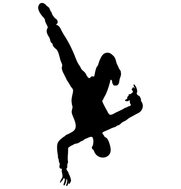 a silhouette of a person doing a trick on a skateboard, figuration libre, kung-fu, doing a backflip, dancers, istockphoto