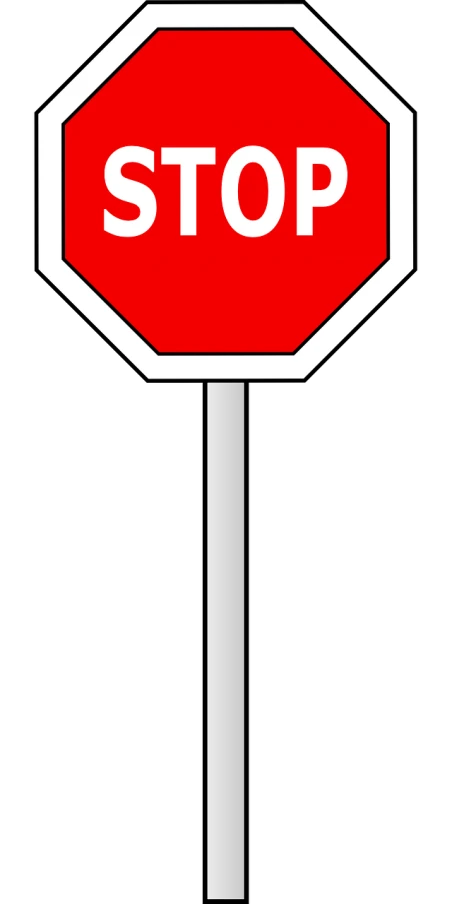 a red stop sign sitting on top of a metal pole, by Andrei Kolkoutine, pixabay, de stijl, on a flat color black background, stock photo, born under a bad sign, gray