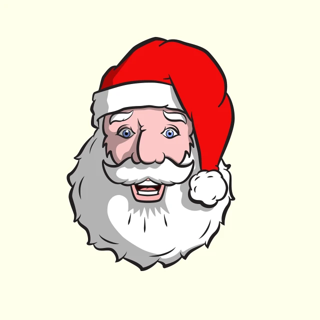 a close up of a person wearing a santa hat, vector art, by senior artist, shutterstock, pop art, brutal joyful face expression, sketch illustration, cartoon style illustration, full color illustration