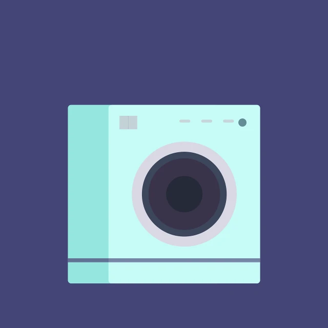 a close up of a camera on a blue background, minimalism, washing machine, flat color, rating: general, on simple background