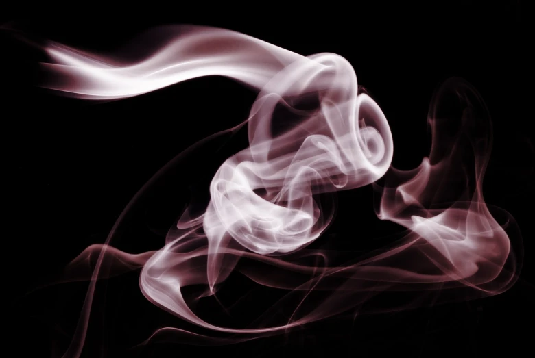 a close up of smoke on a black background, by Julian Allen, shutterstock, abstract illusionism, pink fog background, spiraling, stock photo