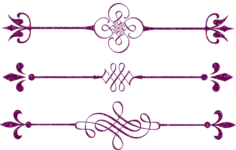 a set of purple glitter design elements on a black background, a digital rendering, deviantart, art nouveau, celtic braid, simple path traced, pink zen style, high detailed photo