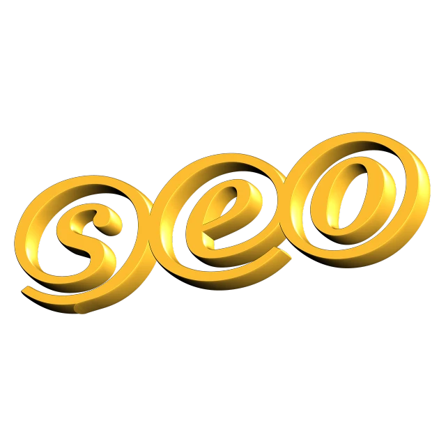 a close up of the word seo on a black background, a digital rendering, art nouveau, gold plated, high quality product photo, yellow, 12mm