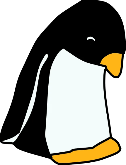 a close up of a penguin's head on a black background, an illustration of, inspired by João Artur da Silva, computer art, scott adams, doing an elegant pose, linux, lit from the side