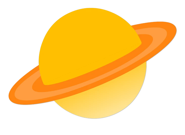 a yellow saturn with a ring around it, inspired by Xul Solar, bauhaus, orange planet, toei, deep space exploration!!!, no type
