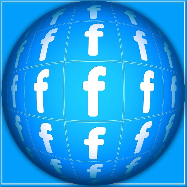 a blue globe with white facebook logos on it, by Scott M. Fischer, flickr, digital art, !!award-winning!!, flat icon, felt, clones