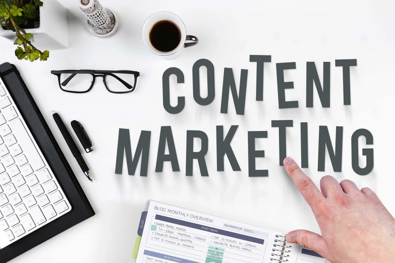 a person pointing at the word content marketing, flatlay, cg, 8 h, the photo shows a large