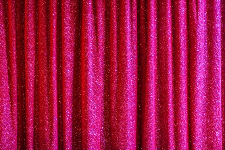 a close up of a red curtain in a room, a stipple, pexels, pink glitter mermaid gown, high resolution texture, vivid colors!!, photo booth