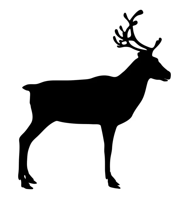 a black and white silhouette of a deer, an illustration of, shutterstock, very known photo, swedish, rack, museum quality photo