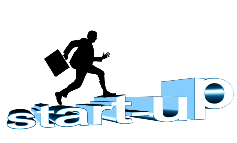 the start up logo on a black background, by karolis strautniekas, computer art, animation, website banner, infographics. logo. blue, (((luke chueh)))