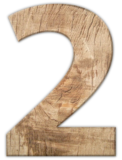 a wooden number two on a black background, a stock photo, by Edward Corbett, fine art, reclaimed lumber, header, two hang, isolated on white background