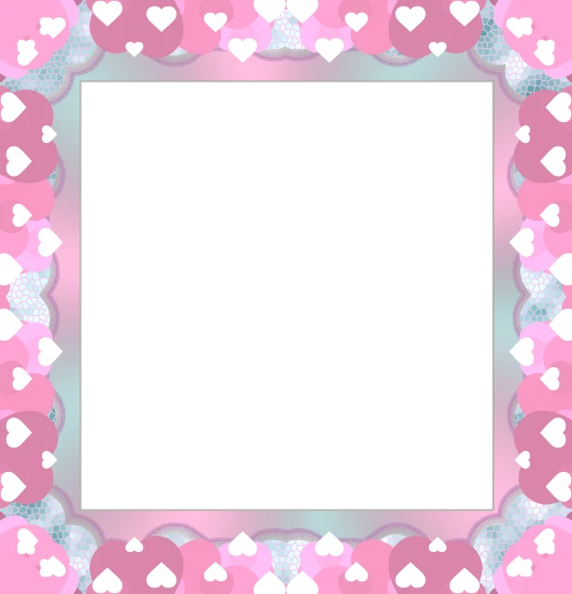 a picture frame with hearts on a pink background, a picture, inspired by Peter Alexander Hay, sōsaku hanga, background ( dark _ smokiness ), matte background, overlaid with aizome patterns, very cute