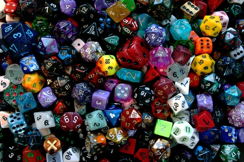 a pile of colorful dice sitting on top of each other, by Meredith Dillman, reddit, ffffound, rpg_portrait, screengrab, 2000s photo