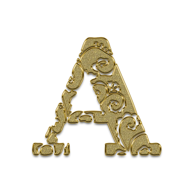 a gold letter a on a black background, a stipple, pixabay, art nouveau, high details photo, engraved texture, 2 d cg, of a 15th century