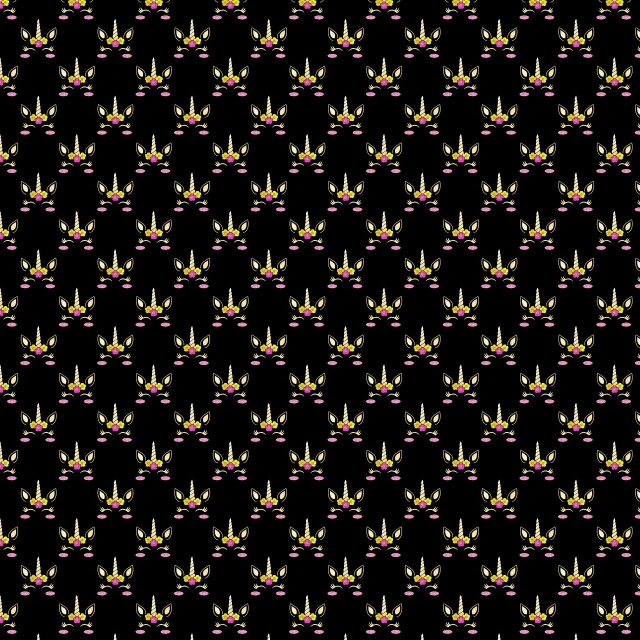 a pattern of flowers on a black background, inspired by Lubin Baugin, generative art, french fry pattern ambience, checkered spiked hair, small flames, wallpaper!