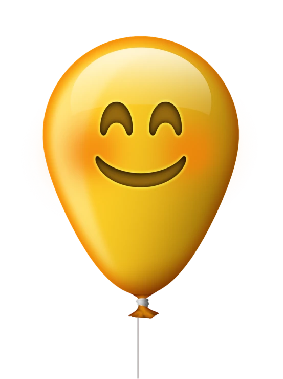 a yellow balloon with a smiley face on it, a digital rendering, with a black background, transparent background, celebration, orange head