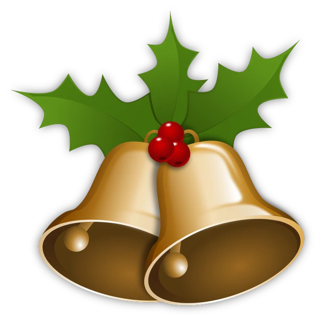 a christmas bell with holly leaves and a red berry, a digital rendering, by David Garner, cartoonish vector style, two small horn on the head, tan, icon