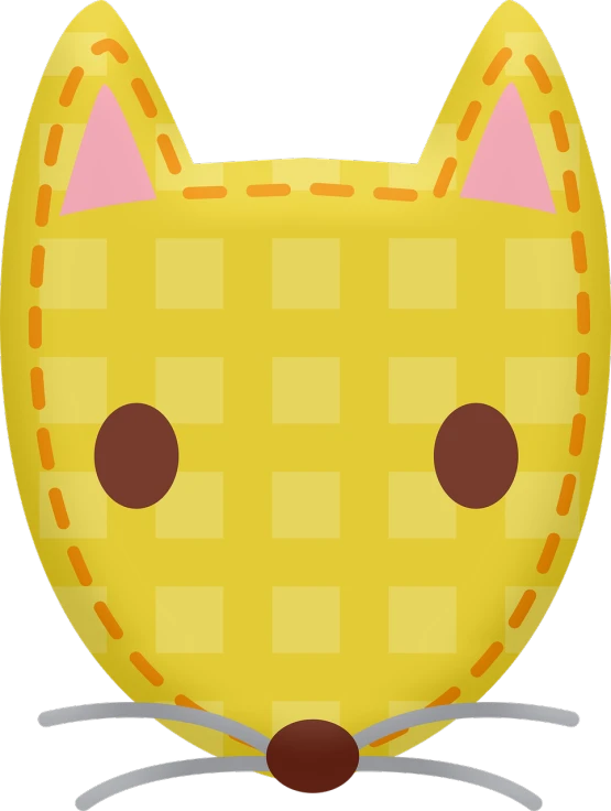 a close up of a yellow cat's face, a digital rendering, inspired by Kubisi art, mingei, 3 d precious moments plush cat, checkered pattern, game icon asset, cats! are around