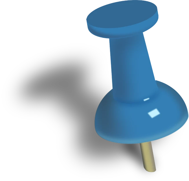 a blue push pin on a white background, an illustration of, by Randy Post, pixabay, a dark, pestle, colored, cutout