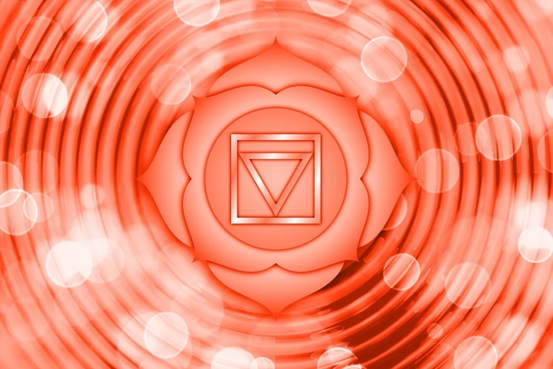 a red and white image of a chakrai, shutterstock, sots art, rose background, energy mote, square, sacral chakra