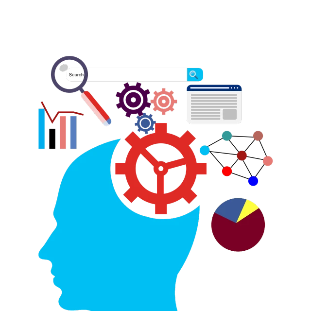 a person's head with a gear wheel inside of it, digital art, pixabay, tools for science research, infographic with illustrations, brain in a vat!!!, listing image