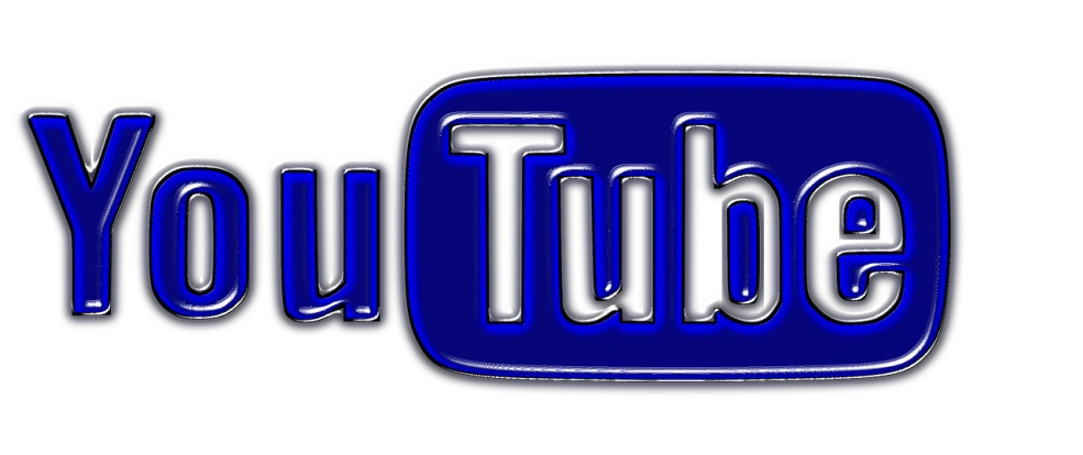 a blue youtube logo on a black background, a digital rendering, by John Luke, video art, outlined!!!, chrome tubes, advert logo, rubbery